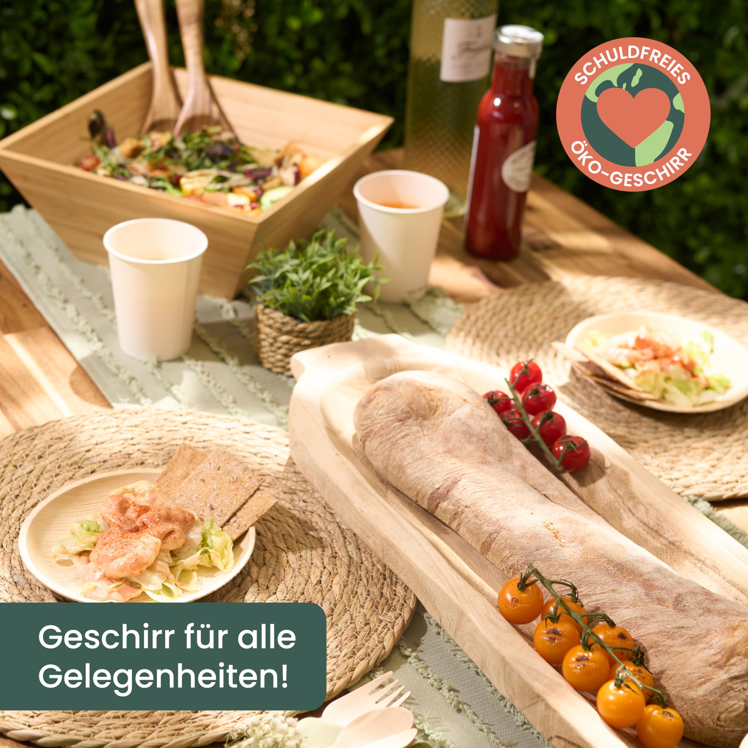 HAAGO 100 Einweg Palmblatt Teller 15 cm/6" – Biologisch Abbaubare & Kompostierbare Kleine Holzteller für Desserts, Vorspeisen & Beilagen – Mikrowellen- & Gefrierschrankgeeignet
