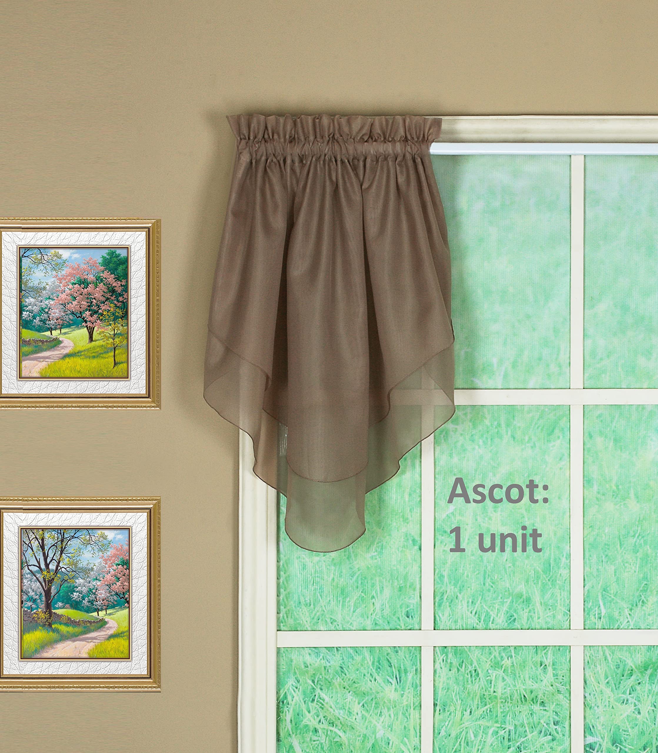 Today's Curtain Emelia Original Voile Ascot 25", Taupe, 40" W x 25" L, W 40" x L 25" (1 Panels) - Image 3