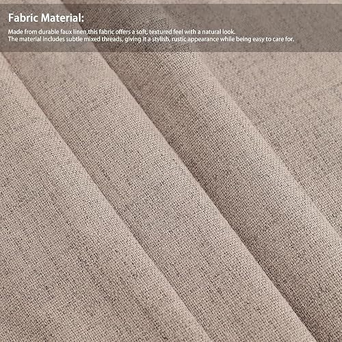 Miniatura 2 de FLORECORD Cortinas 100% opacas de lino pesado de 52 pulgadas de ancho x 84 pulgadas de largo, juego de 2 paneles con aislamiento térmico y