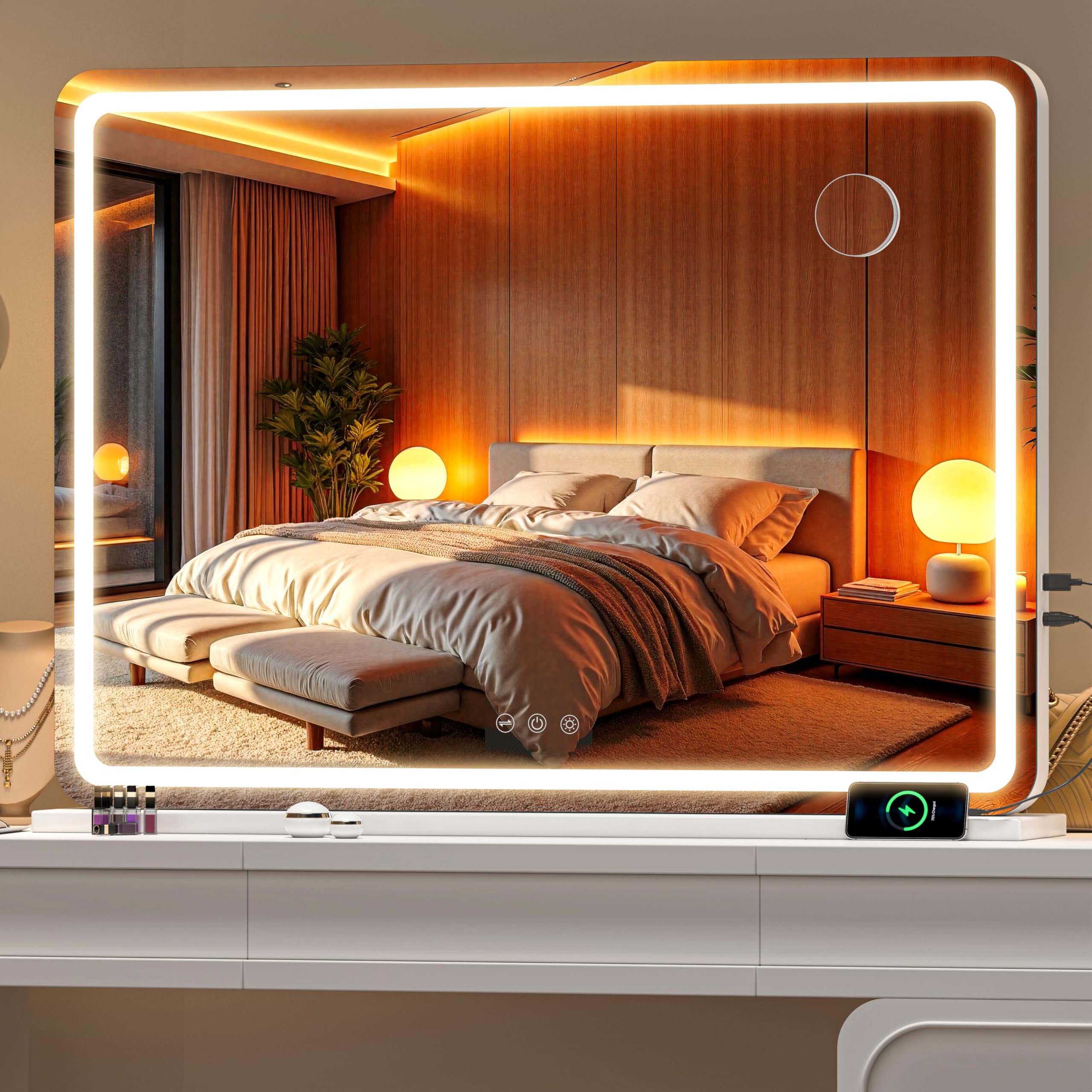 Batuso 100 x 73cm LED Makeup Vanity Mirror White โ image 1