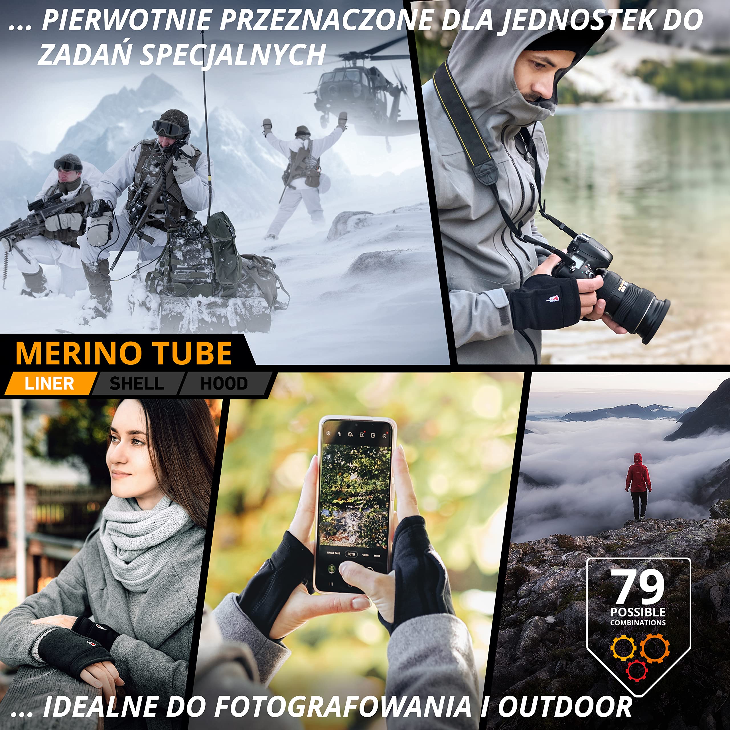 THE HEAT COMPANY - MERINO TUBE - rękawiczki bez palców merino - jakość premium - Ocieplacze na nadgarstki dla kobiety i mężczyźni - Rękawiczki półpalcowe na zimę