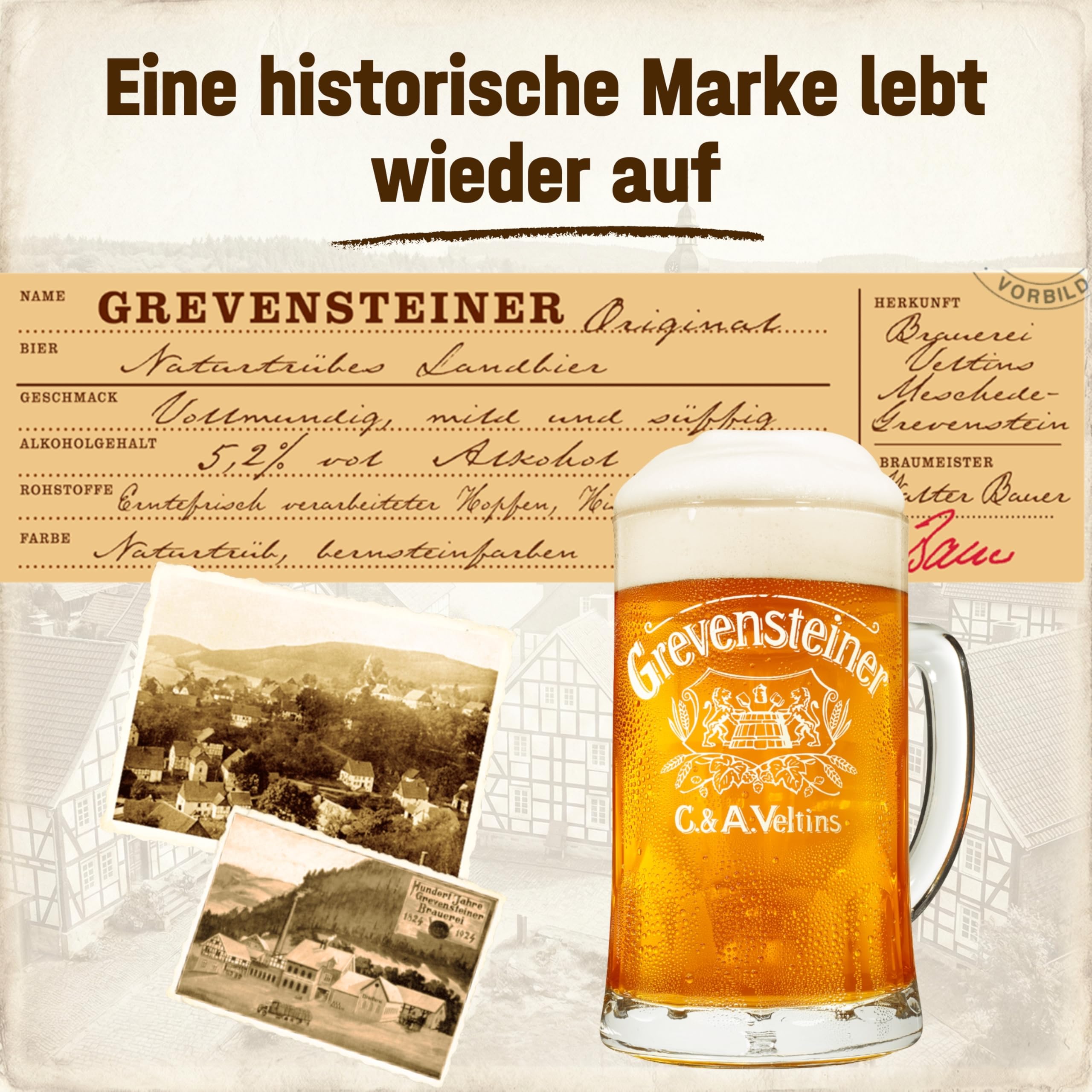 Grevensteiner Original Landbier Naturtrüb, EINWEG (24 x 0,5 l Dose) – Naturtrübes Landbier süffig & mild mit Nuss- und Röstbitternote, 5,2% Alkohol – matte Bernsteinfarbe mit Orange-Reflexen