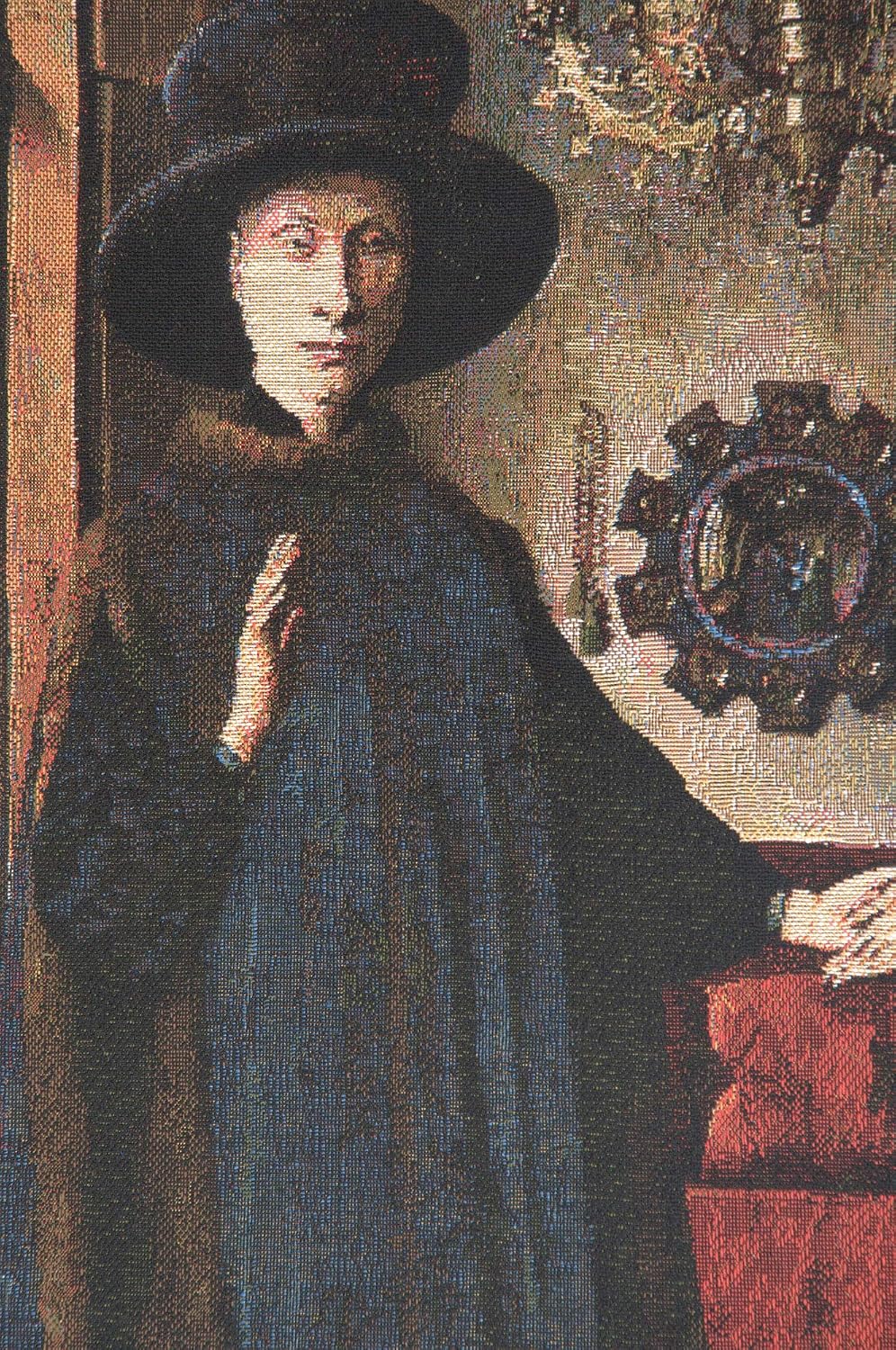 C Charlotte Home Furnishings Inc Arnolfini Portrait European Tapestry Wall Hanging | Viscose Cotton and Polyester Blend Wall Art | 28 in. x 20 in | Home Decor Accents | By Jan and Hubert van Eyck
