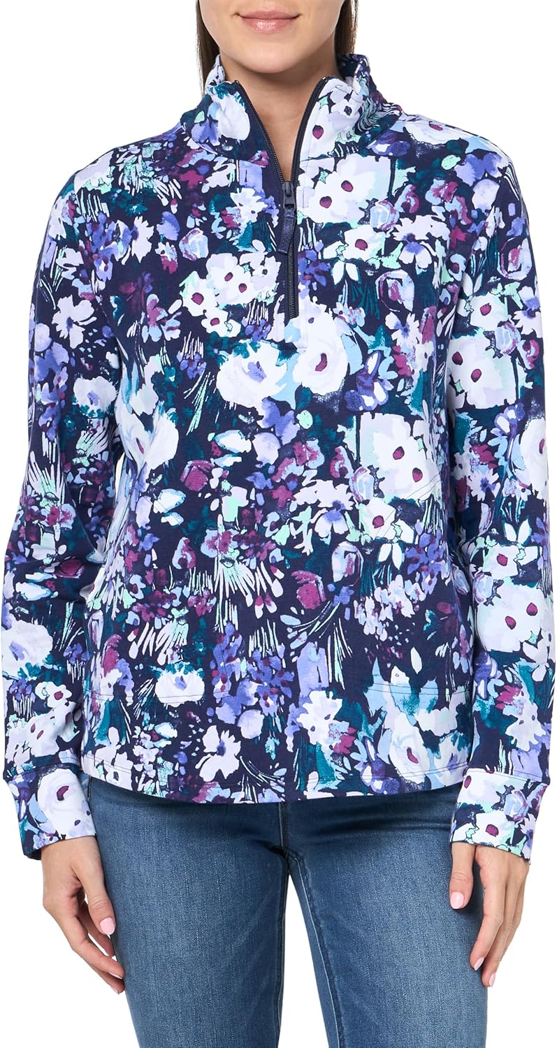 womens French Terry Quarter-zip Sweatshirt With Pockets (Extended Size Range) - Image 3