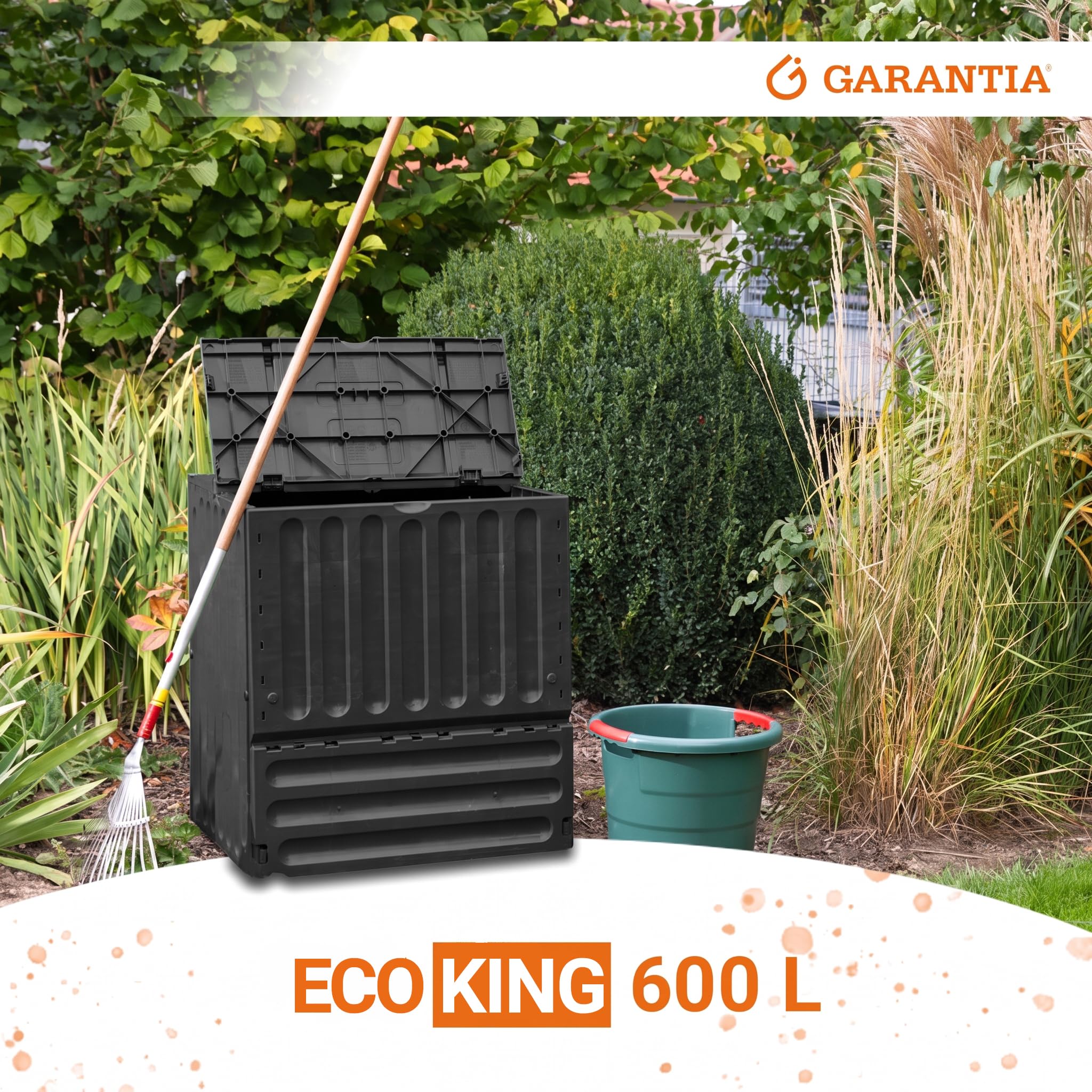 GARANTIA ECO-King Composteur 600 L, Noir