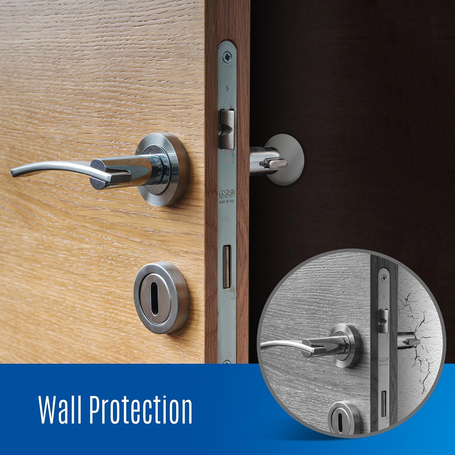 WALL DOOR STOP 3M Door Knob Bumper & Wall Protector. Sound Dampening Self-Adhesive Door Stop (White, 12) : Office Products