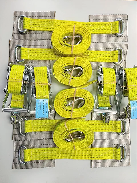 HI VIS Recovery Strap Set: 4x 5000KG Heavy Duty Ratchet Straps for Car & Truck