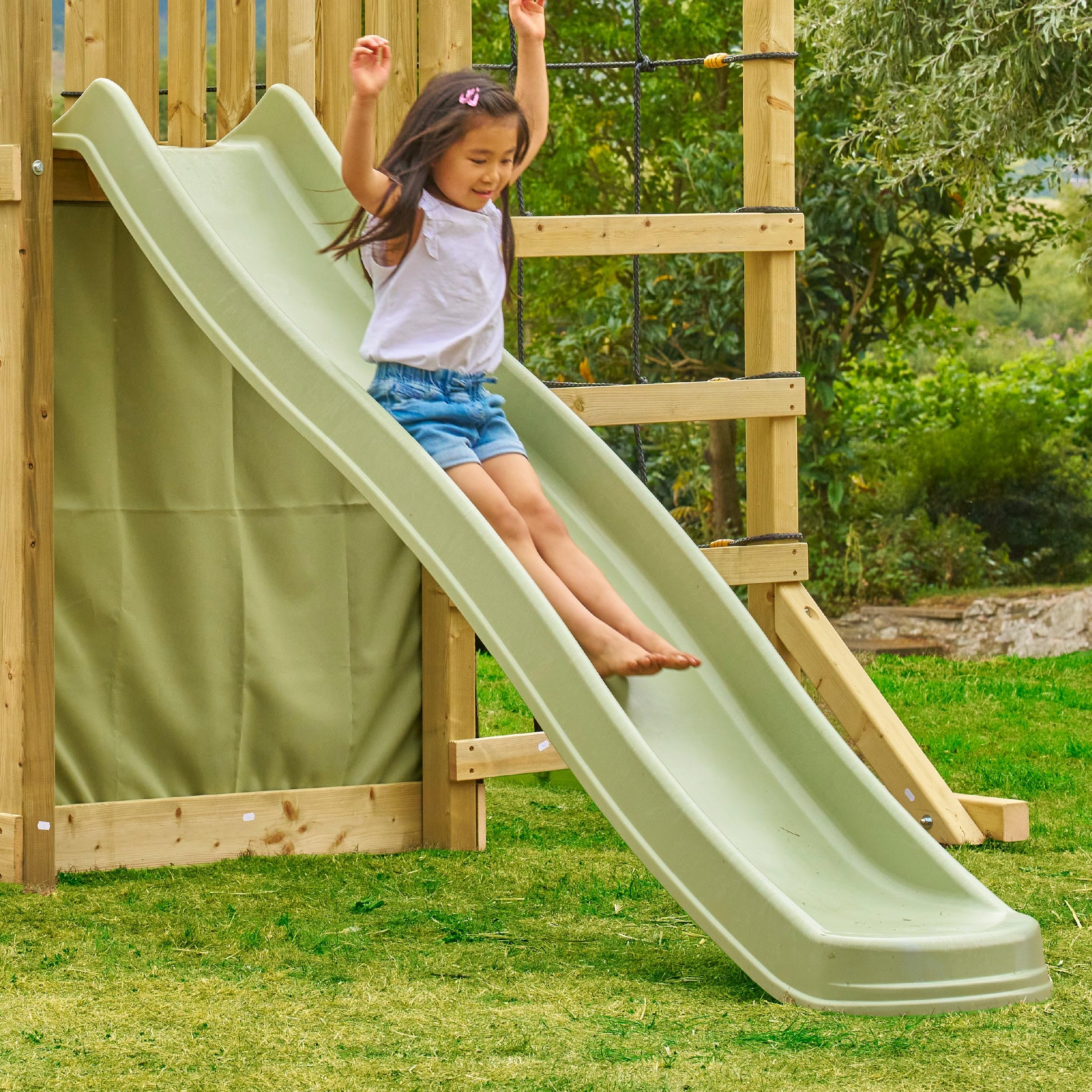 TP Toys Glissière de Toboggan Ondulée L220 Cm, H120 Cm, Vert Kaki, Ripple