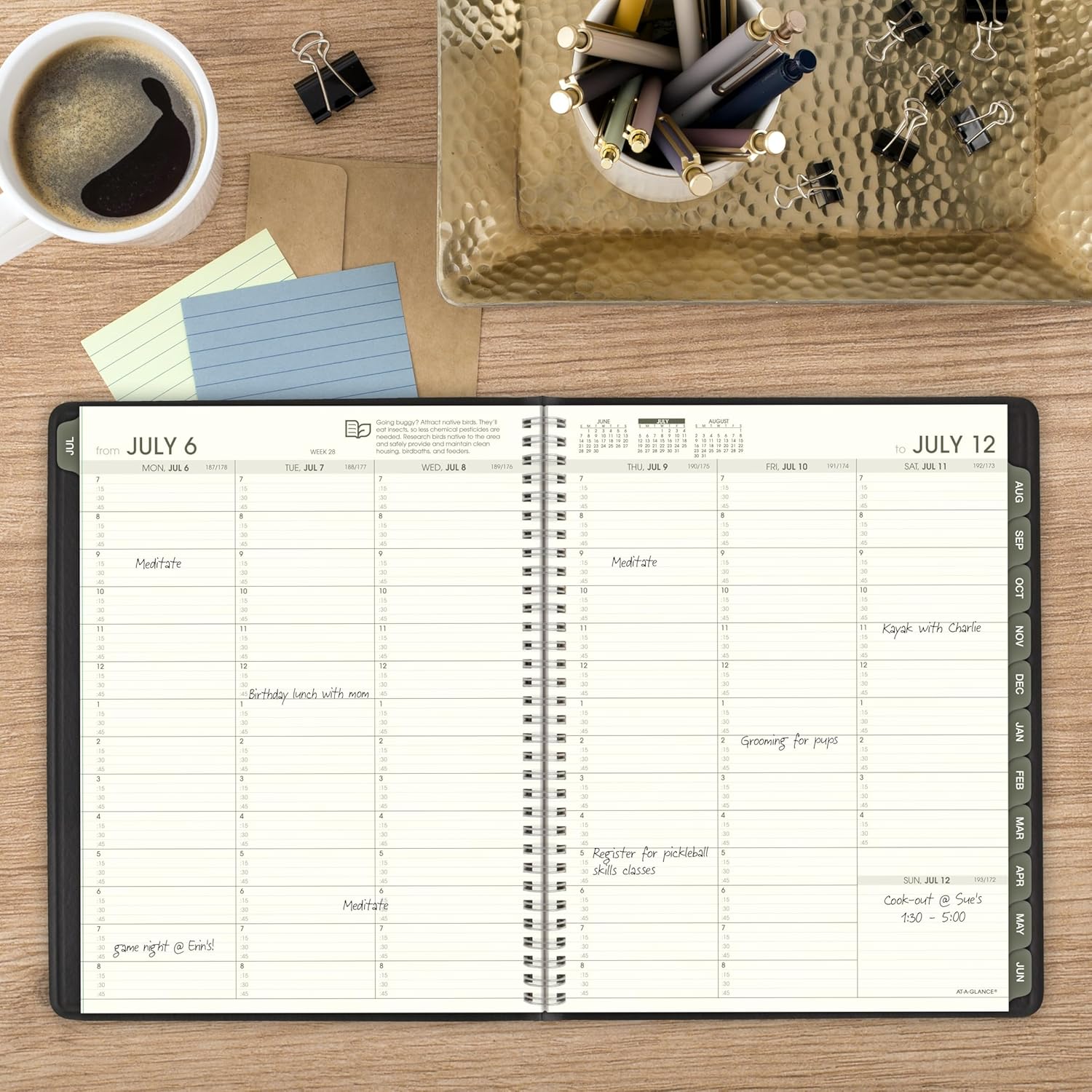 AT-A-GLANCE Planner 2026-2027 Weekly & Monthly Academic 12-Month July-June Quarter-Hourly Appointment Book, 8-1/4" x 11", Recycled, Black (70957G05)
