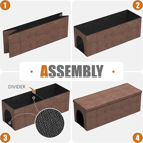 Miniatura 5 de Caja de arena oculta para gatos y caja de arena  Reposapiés oculto para gatos, caja de arena moderna para gatos para todos los tamaños de gatos,