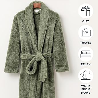 Berkshire Extra-FluffyTM Womens Robe Luxurious Fluffy Plush Bathrobe,Soft Warm Fleece Loungewear with Pockets and Belt