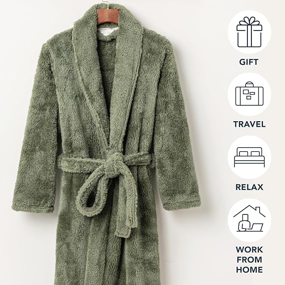 Berkshire Extra-FluffyTM Womens Robe Luxurious Fluffy Plush Bathrobe,Soft Warm Fleece Loungewear with Pockets and Belt