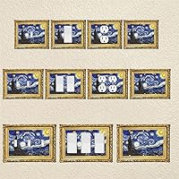 Vista 3 de Cubierta eléctrica acrílica decorativa de pintura de noche estrellada - Interruptor de luz triple