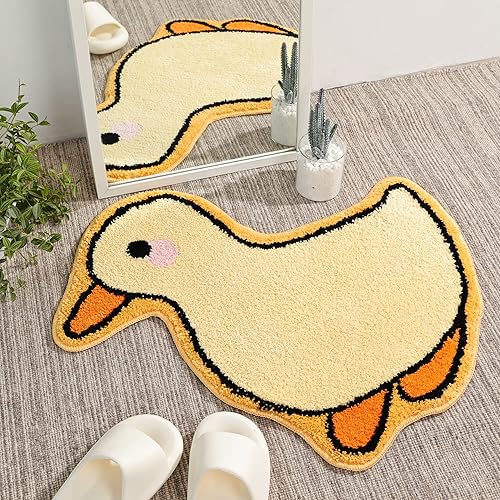 TRUEDAYS Bathroom Rug Cute Bath Mat Duck Shaped Small Rug
