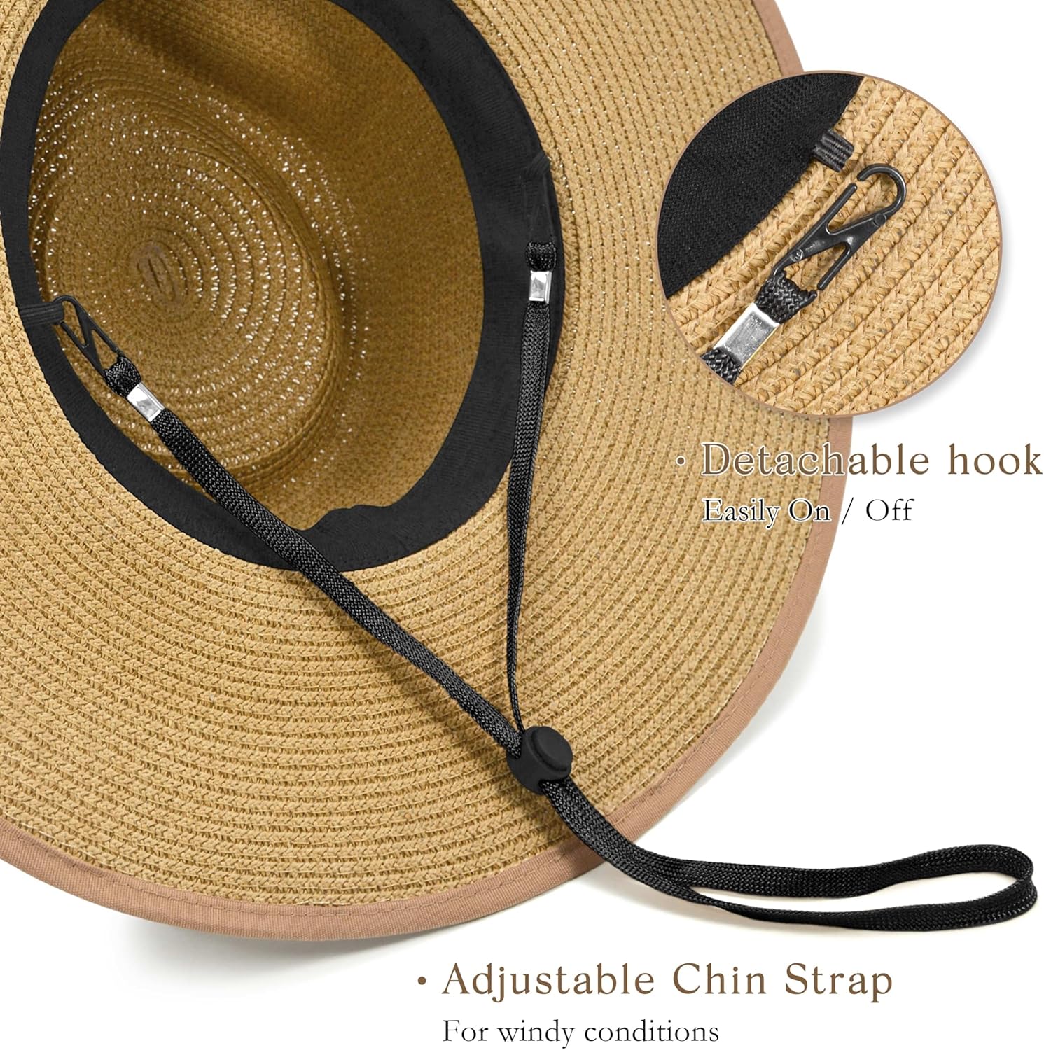 FLUFFY SENSE. Unisex Wide Brim Sun Hat Straw Panama Rancher Fedora Hat for Men Beach Hat for Women