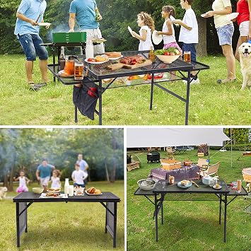 Nice C Metal Folding Grill Table, Camping Tailgate Grill Station