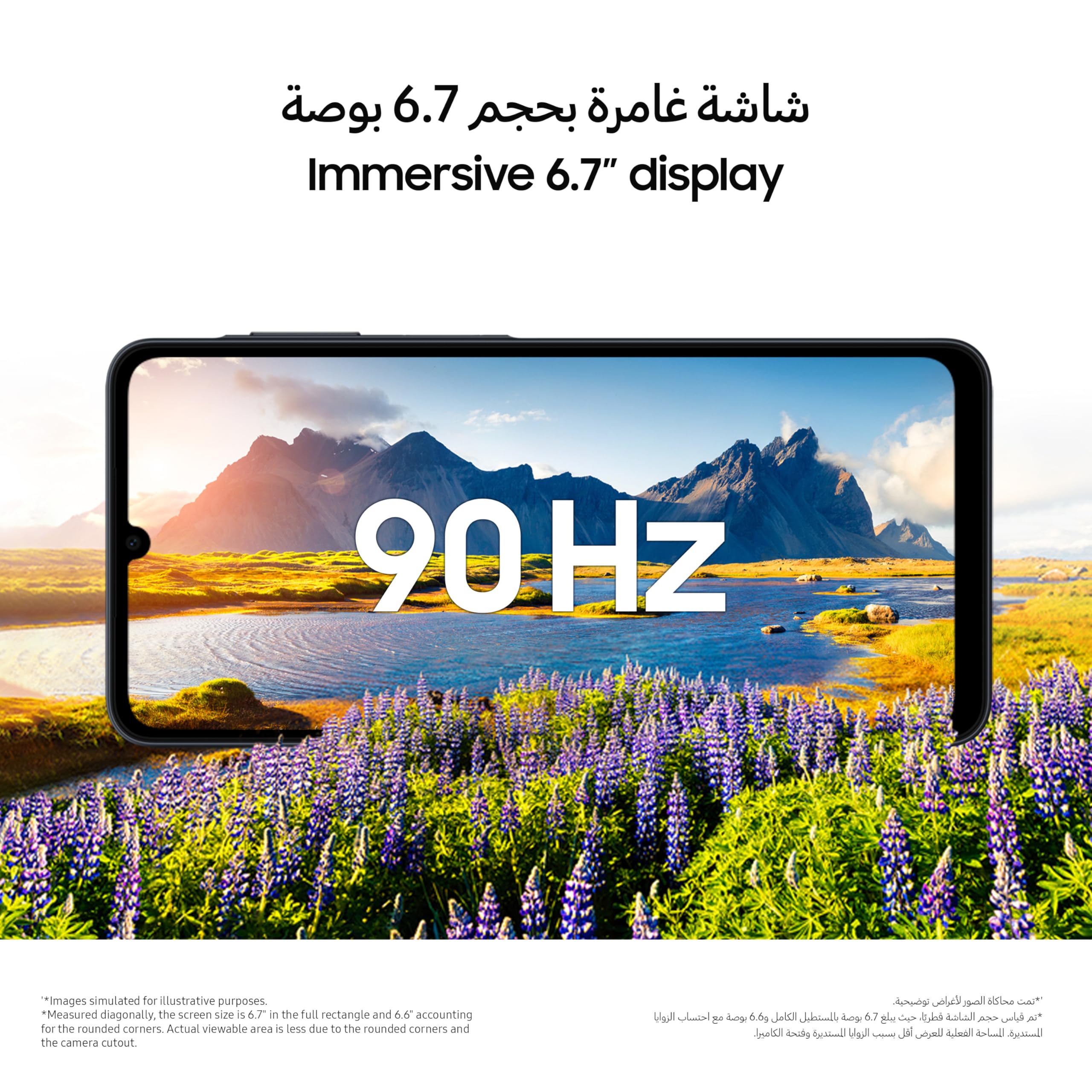Samsung Galaxy A07 LTE, Smartphone Android, 128 Go de stockage, 4 Go de RAM, Noir, 6 mises à niveau du système d'exploitation, Grand écran, processeur 6 NM (Version Émirats Arabes UNIS)