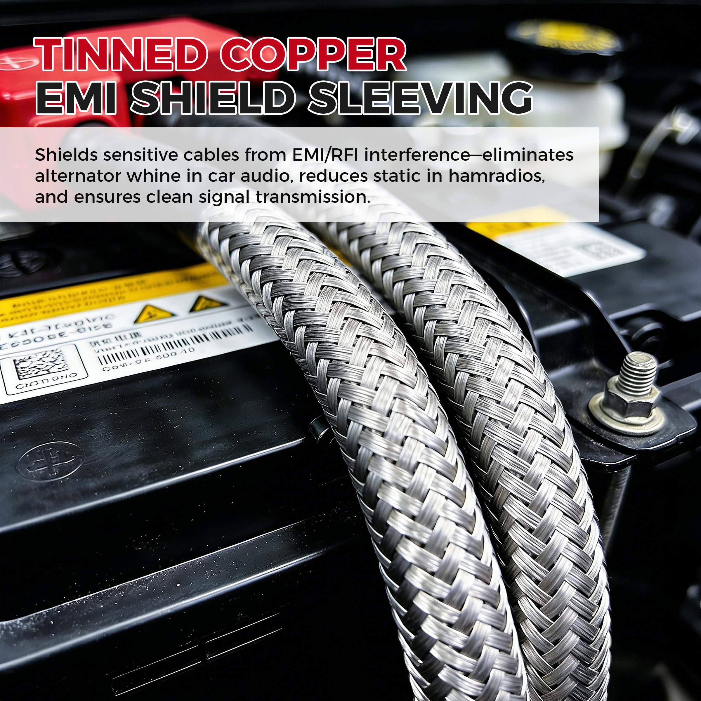 Cable trenzado de cobre estañado, protector de cable plano EMI RFI ESD, correas de tierra, malla flexible (11/16 pulgadas de ancho (0.4 pulgadas de diámetro) - 15 pies