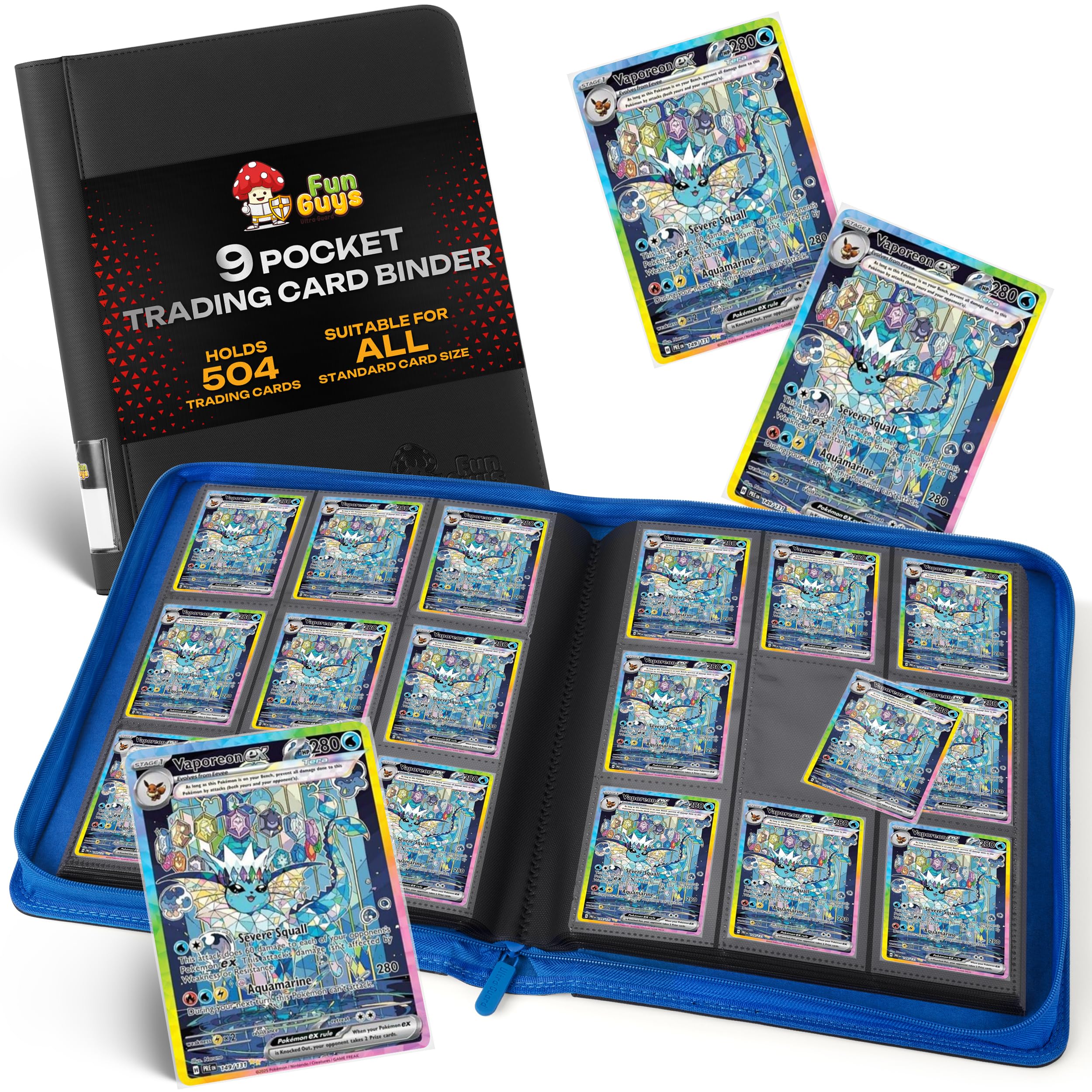 Amazon.com: FunGuys Trading Card Binder for Cards, 9 Pocket, 504 Side  Loading Sports Card Binder, Card Collection Binder for Yugioh, MTG, TCG,  Card Book Holder for Trading Cards : Toys & Games