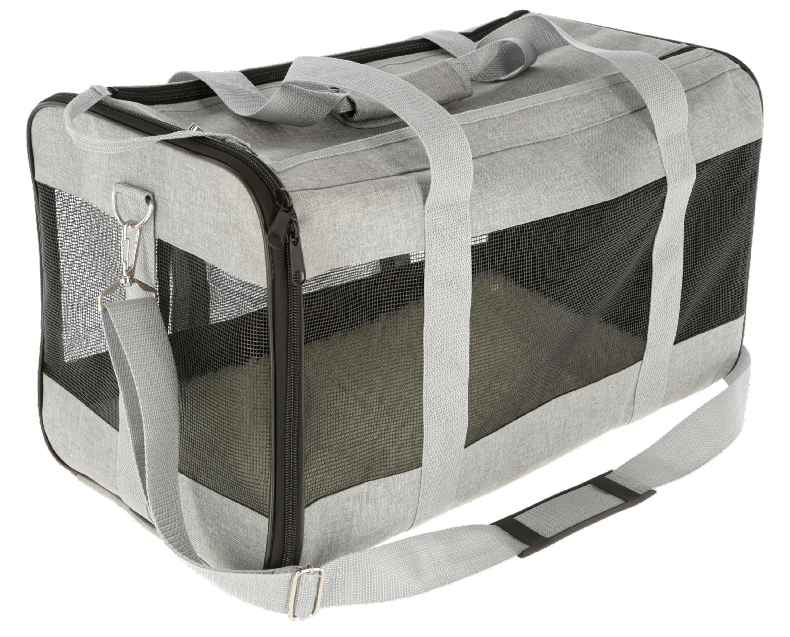 Kerbl Pet Bolsa de Transporte Casual, Bolsa para Perros, Gris, 41x28x29 cm, poliéster, para Perros pequeños, Funda Lavable, Insertos de Malla antiarañazos | Gris, 41 × 28 × 29 cm, poliéster, con funda lavable e inserciones de malla resistente a los arañaz