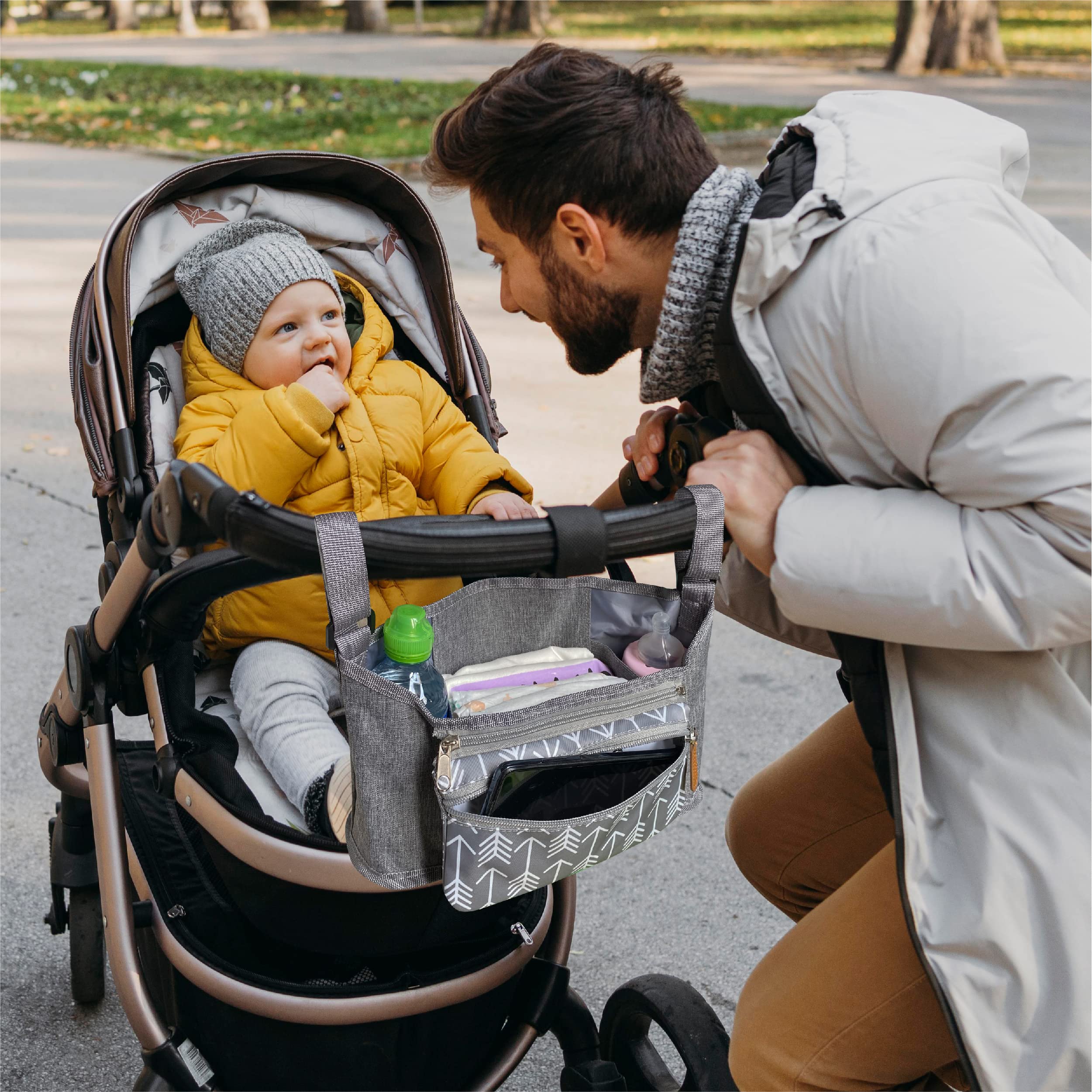 Bolso Carro Organizador Impermeable para Cochecito de Bebé con Bolsa Pequeña Extraíble. Mochila Carrito Diseño Universal, Maternidad