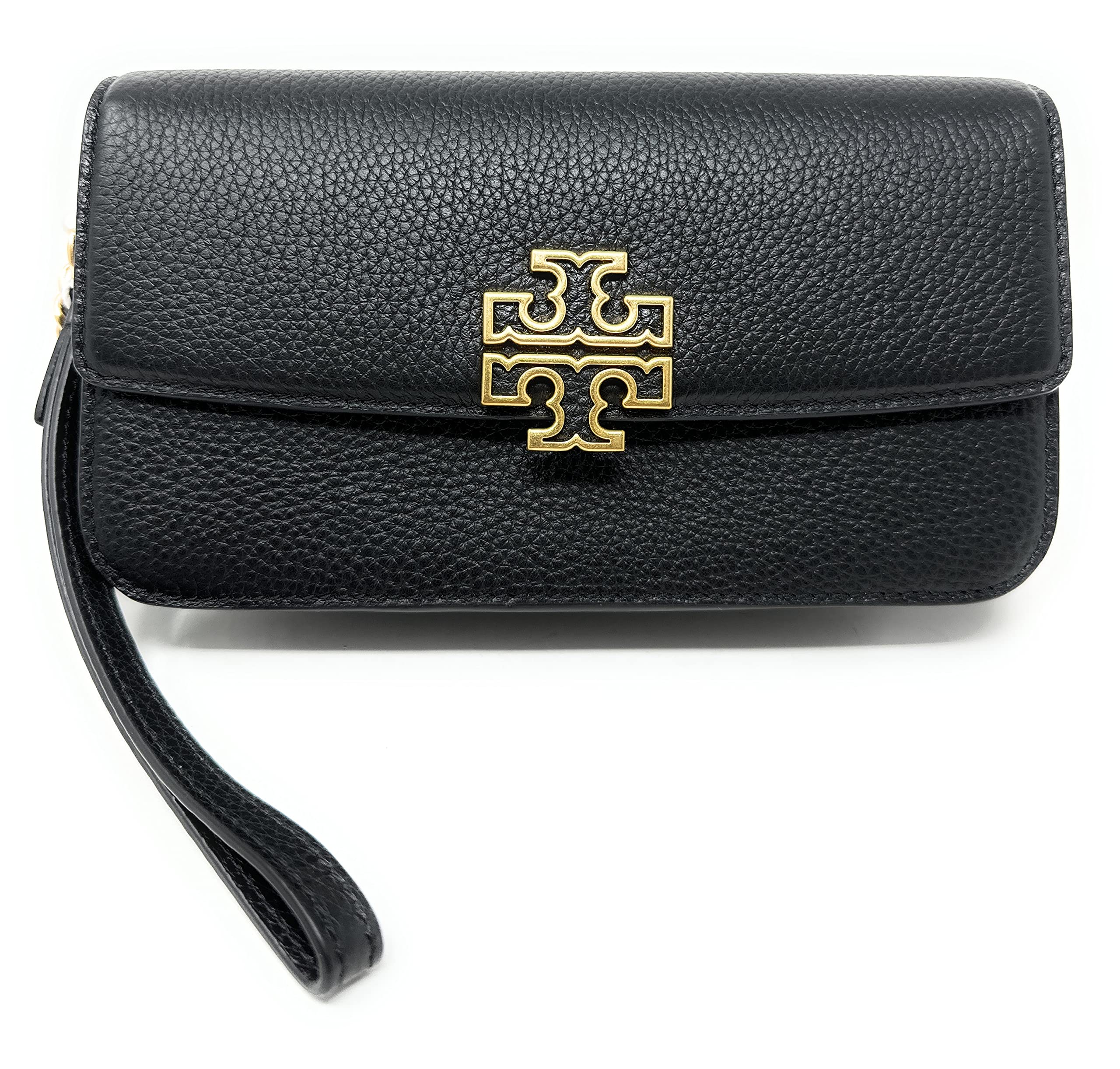 Tory Burch Women's Britten Pebble Chain Wallet W. Wristlet (Black)