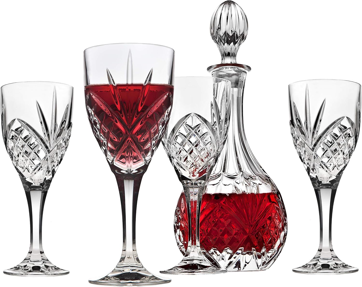 Godinger Dublin Wine Glasses and Decanter Set – 5 Piece
