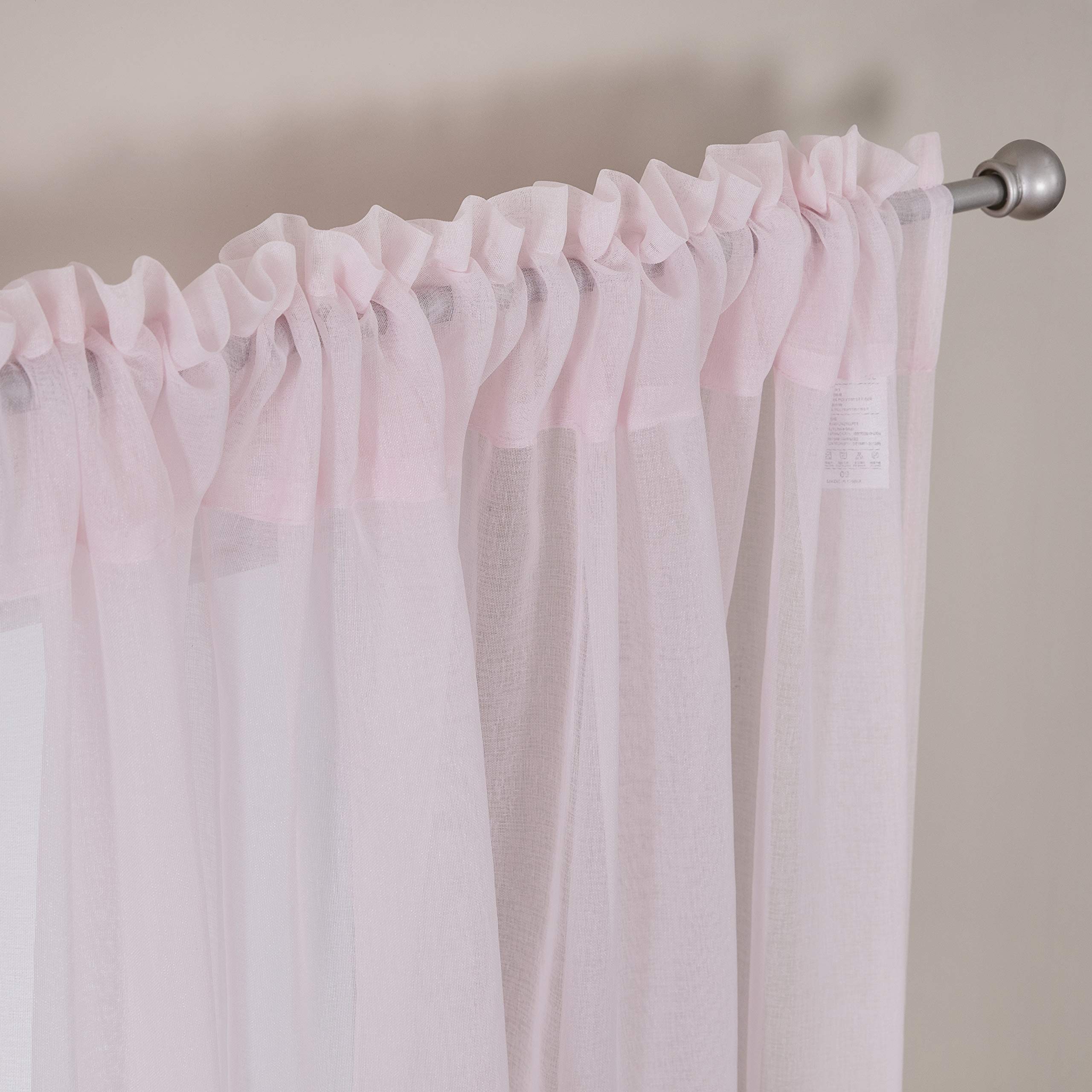 MIULEE 2 Panneaux Rideaux Voilages Tissu Polyester Doux Semi-Transparent Couleur Pure Voilage de Fenêtre Lisse Élégant Chaleureux pour Chambre Salon Tige de Poche 140x245cm Rose