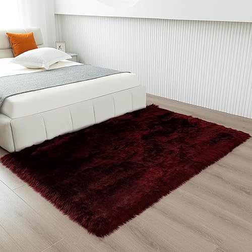 Miniatura 219 de Alfombra blanca de piel sintética de piel de oveja de 2 x 6 pies, alfombra mullida súper suave y esponjosa utilizada para dormitorio, suelo de Blanco