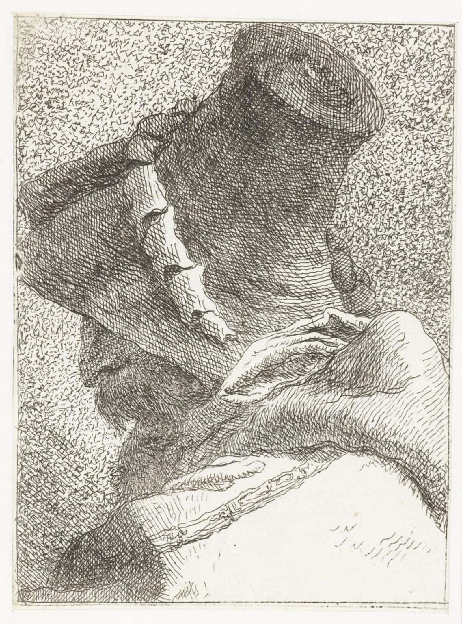 SERENDIPITP Aesthetic Poster Photo Wall Print Retro Picture Man with Averted Head and Hat by Domenico Tiepolo Modern Wall Artwork for Home Decor 60x90cm