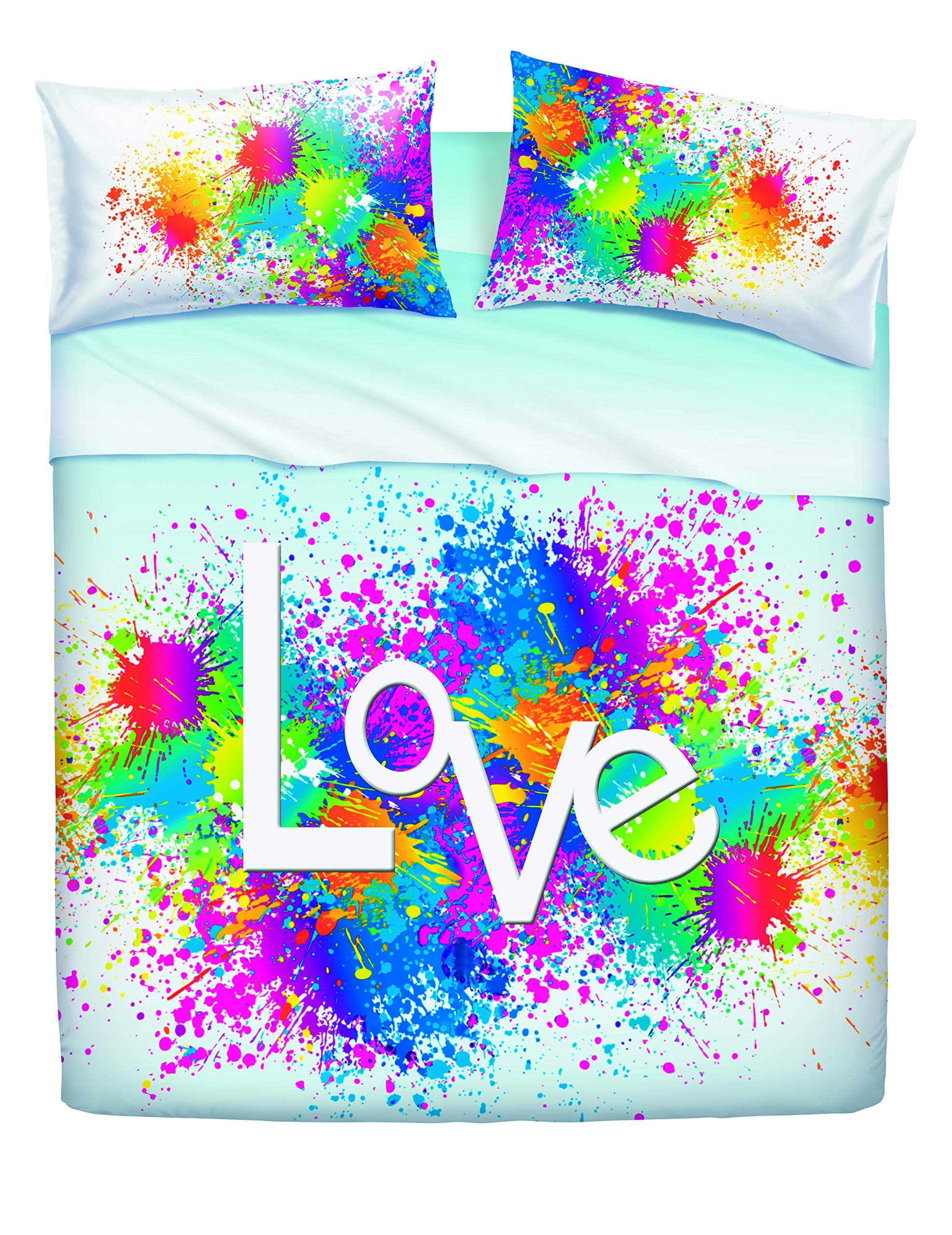 Bassetti Completo Letto Copriletto Matrimoniale Linea Natura 100% Cotone Made in Italy (Love is a Splash)