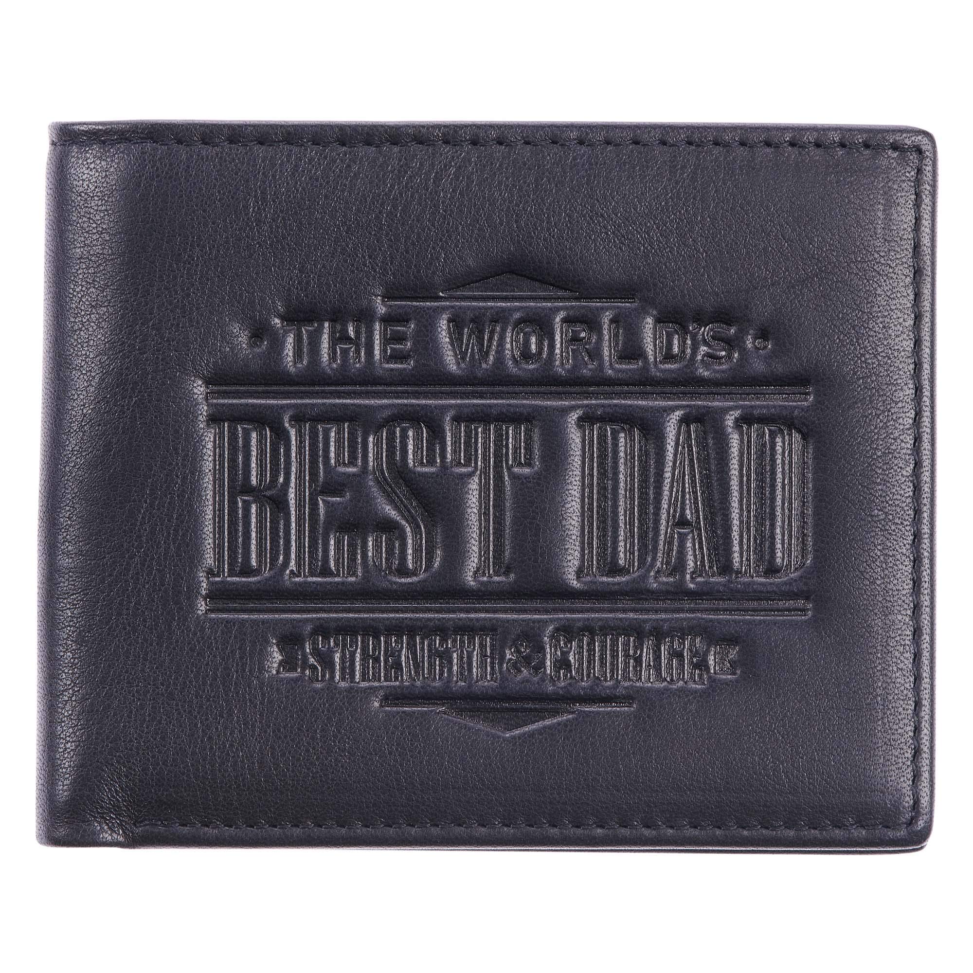 Premium Full Grain Leather RFID Wallet for Men and Dads: Inspirational Scripture from Joshua 1:9 Quality Classic Black Leather Bifold Wallet | Christian Gifts for Fathers