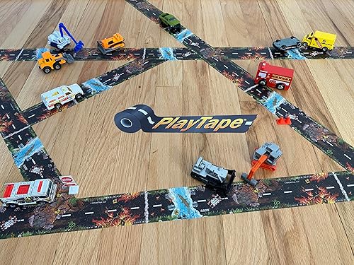 Miniatura 12 de Cinta negra de 30 x 4 pulgadas, cinta negra de auto ideal para niños, rollo de pegatinas para sets de carros y trenes, se pega al piso y las Asfalto