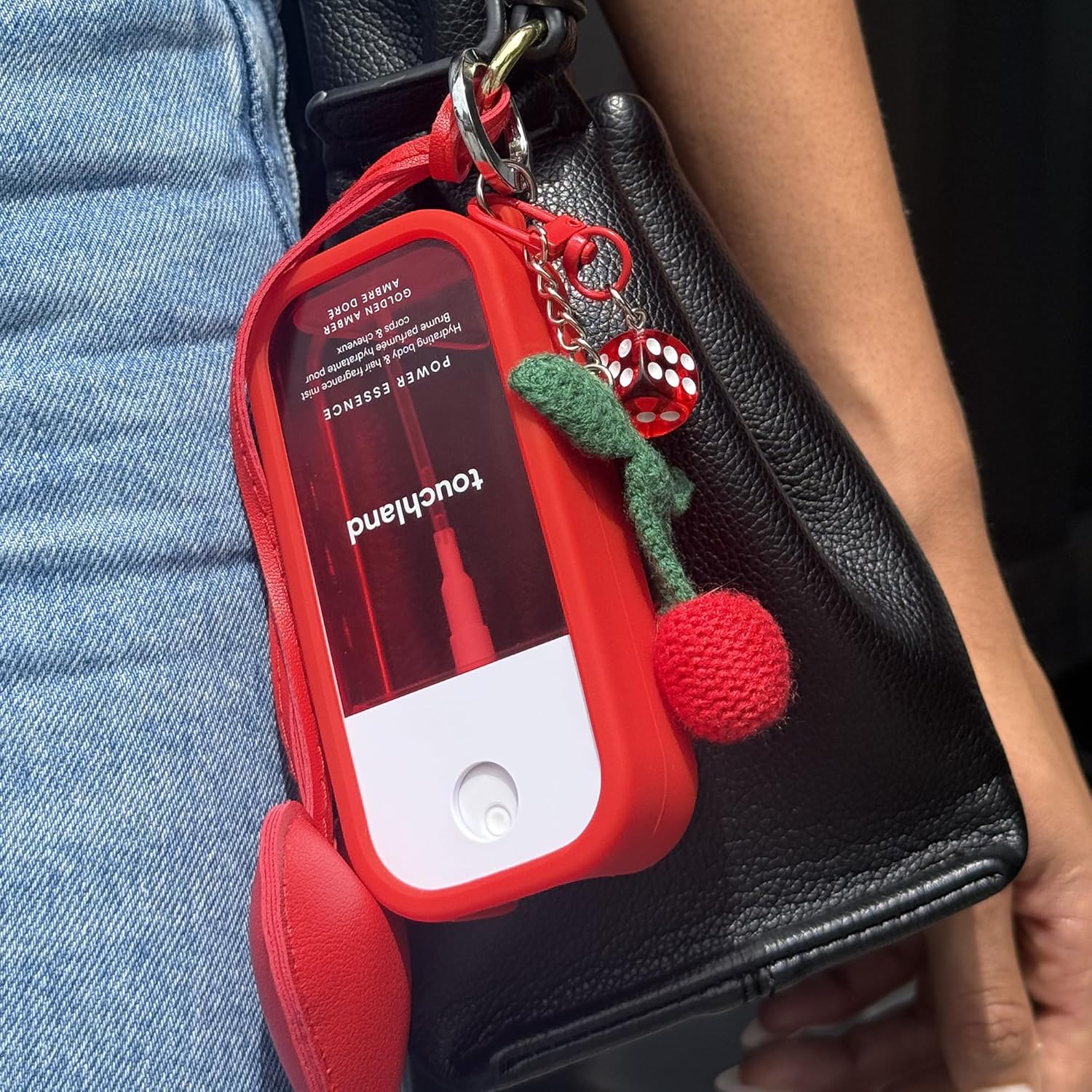 Touchland Body & Hair Fragrance Mist Case – Compatible only with 2 FL OZ Body Spray – Silicone Case with Keyring, Rosy White - Image 6