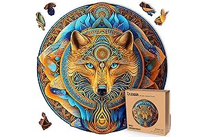 LEOGOR Wooden Jigsaw Puzzle - Wolf Enchantment: Unveil Whimsical Nature