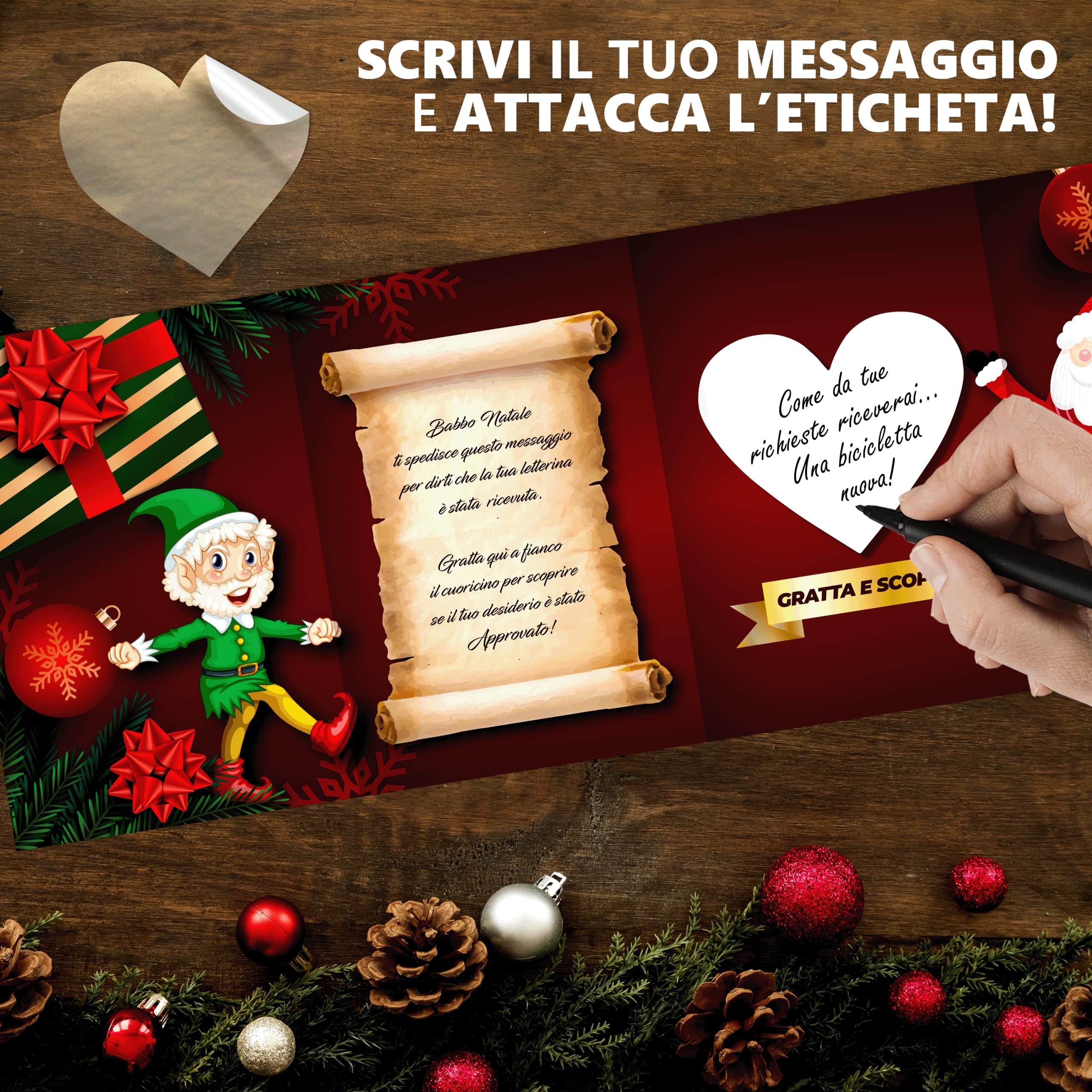 Maxi Gratta e Vinci Personalizzato Natale - La Lotteria Natalizia – Biglietto Gratta e Scopri Idea Regalo Natale Originale - Gadget Idee Regali Divertenti Originali - Bigliettini di Auguri Grattabili