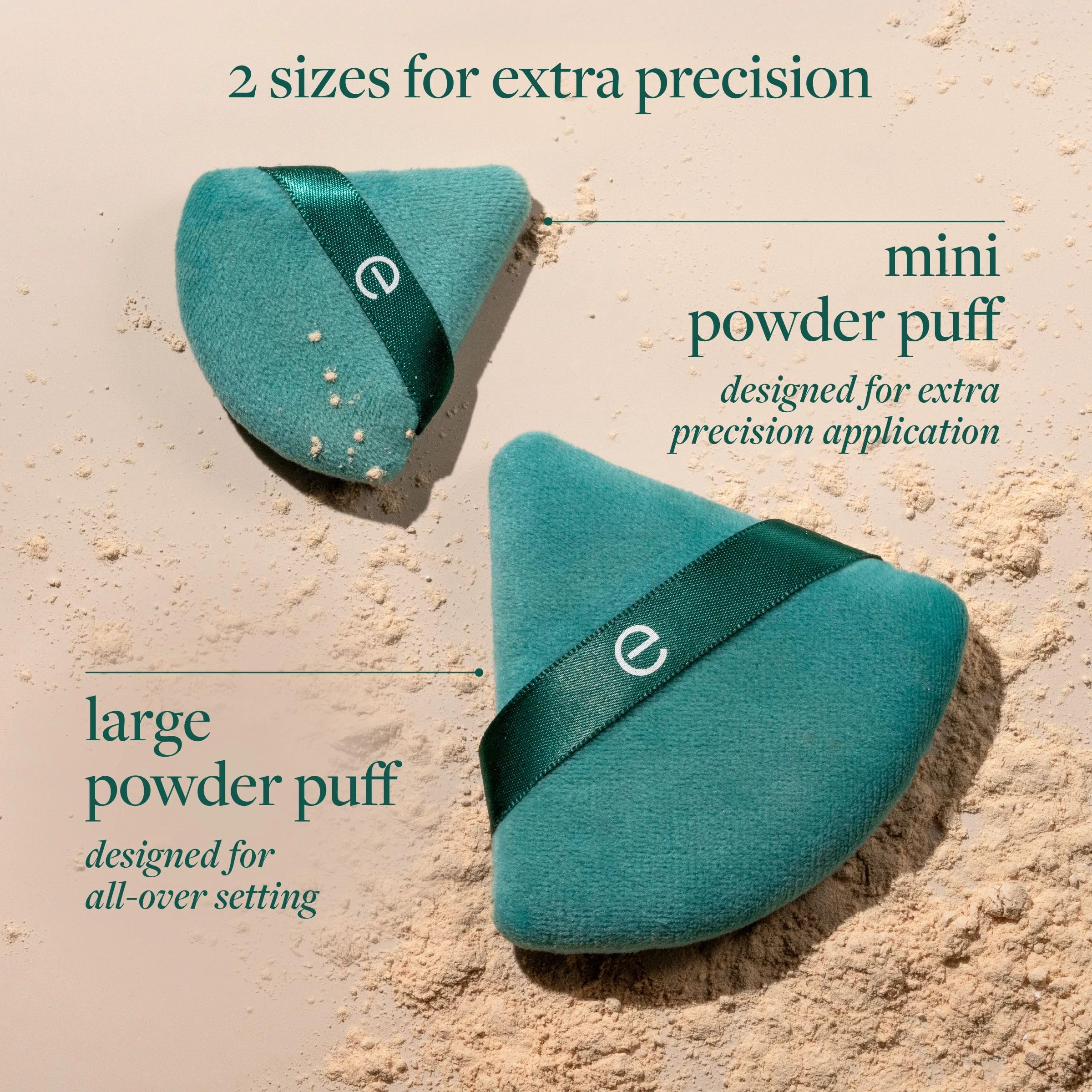 EcoTools Powder Puff Duo – Piumini grandi e piccoli per fissare, stendere e opacizzare, con fascia per dita per applicazione precisa, strumenti trucco vegani, cruelty-free, sostenibili, 2 pezzi