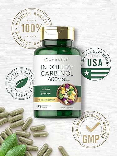 Miniatura 5 de Carlyle Indole-3-Carbinol (I3C) 400mg | 120 Cápsulas | Fórmula avanzada con extracto de brócoli | Sin OMG, sin gluten