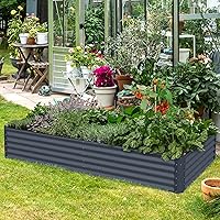 Vista 2 de Maceta de jardín elevada galvanizada para plantas al aire libre, camas de jardín elevadas extra altas de 17 pulgadas, cajas de jardín al aire libre