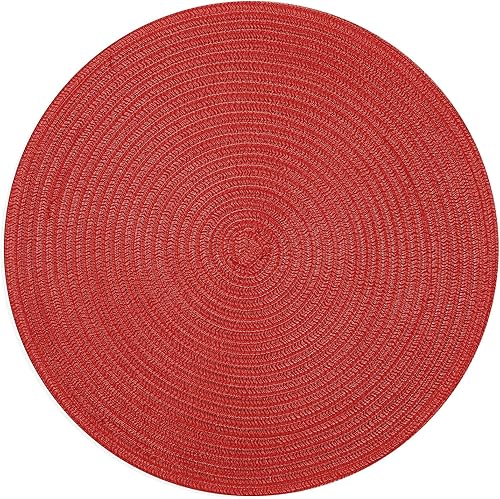 Miniatura 5 de SHACOS - Juego de 4 manteles individuales circulares y trenzados para mesas de cocina, el hogar, bodas o fiestas, lavables, de 15 pulgadas (color