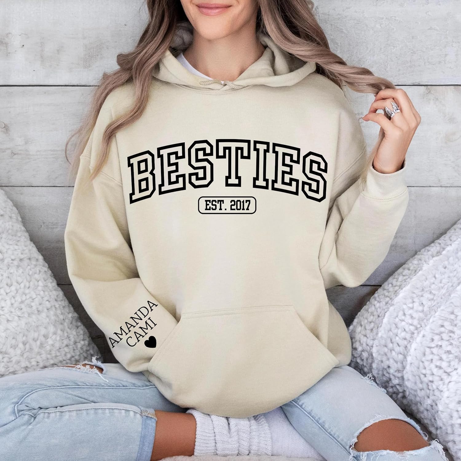 Personalized Besties Sweatshirts, Custom Names and Year Shirt, Sisters Matching Hoodie, BFF Gifts - Image 7