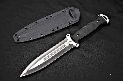 S-TEC Cuchillo táctico de caza de hoja fija G10 con mango compuesto con funda Kydex