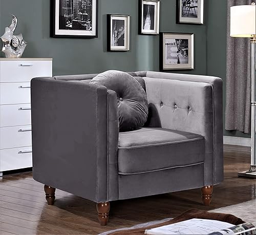 Miniatura 4 de Lexie - Sillas decorativas tapizadas de terciopelo de estilo moderno de mediados de siglo, acogedoras sillas de lectura para dormitorio, sala de