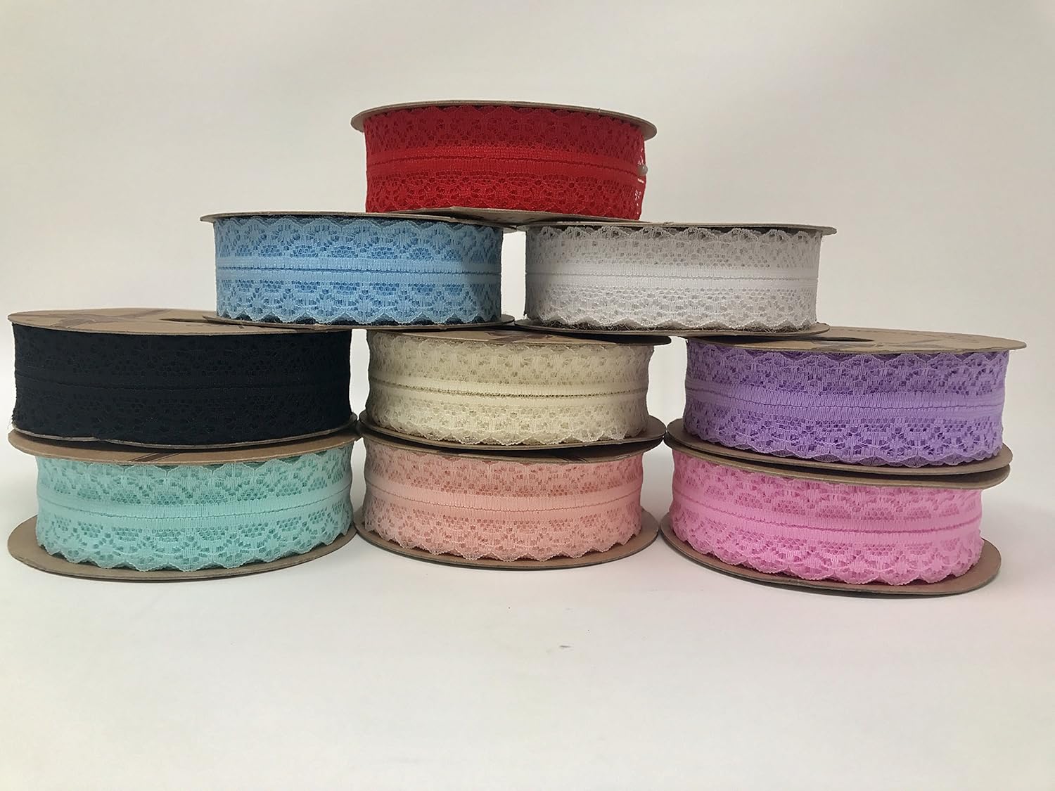 AK-Trading 1 Wide x 10 Yards Salmon Floral Pattern Lace Ribbon for Decorating, Floral Designing and Crafts