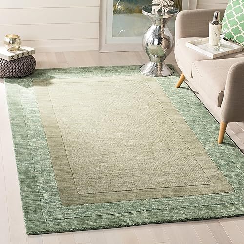 Miniatura 5 de SAFAVIEH Impressions Collection - Alfombra de pasillo, 2 pies 3 pulgadas x 6 pies, color verde y beige, lana hecha a mano, ideal para zonas de alto