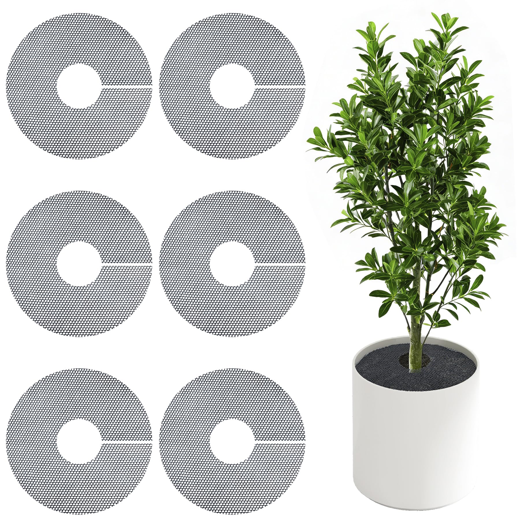 6 Pack Plant Pot Grids - 11.8 Inch Cuttable Soil Cover Protector from Cats, Animals Digging Stopper, Indoor Plant Pot Soil Guard for Outdoor Garden Balcony