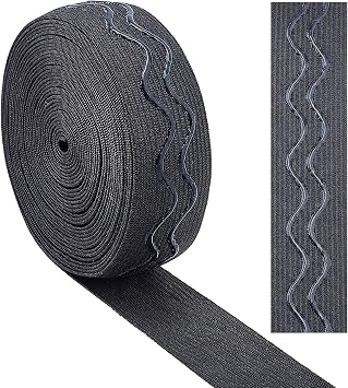 GORGECRAFT 5 Yards 1 Inch Wide Non-Slip Elastic Ribbon Wave Silicone Elastic Gripper Band Tape Stretch Rubbers Elastic Straps Belt Waistband for DIY Garment Sewing Crafts Sports Shorts, Black