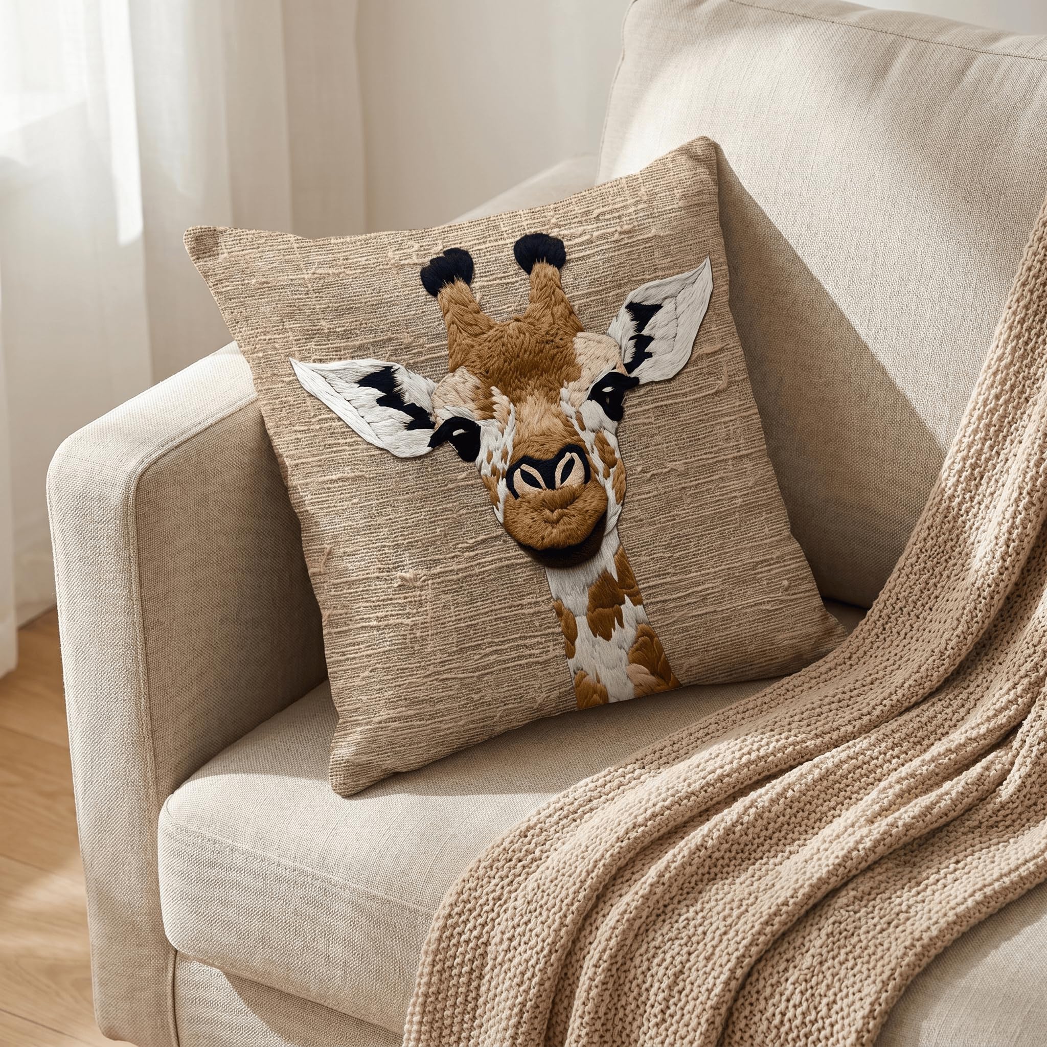 PVOODIRE Linen Giraffe Cushion Covers 40x40cm No Insert — image 1