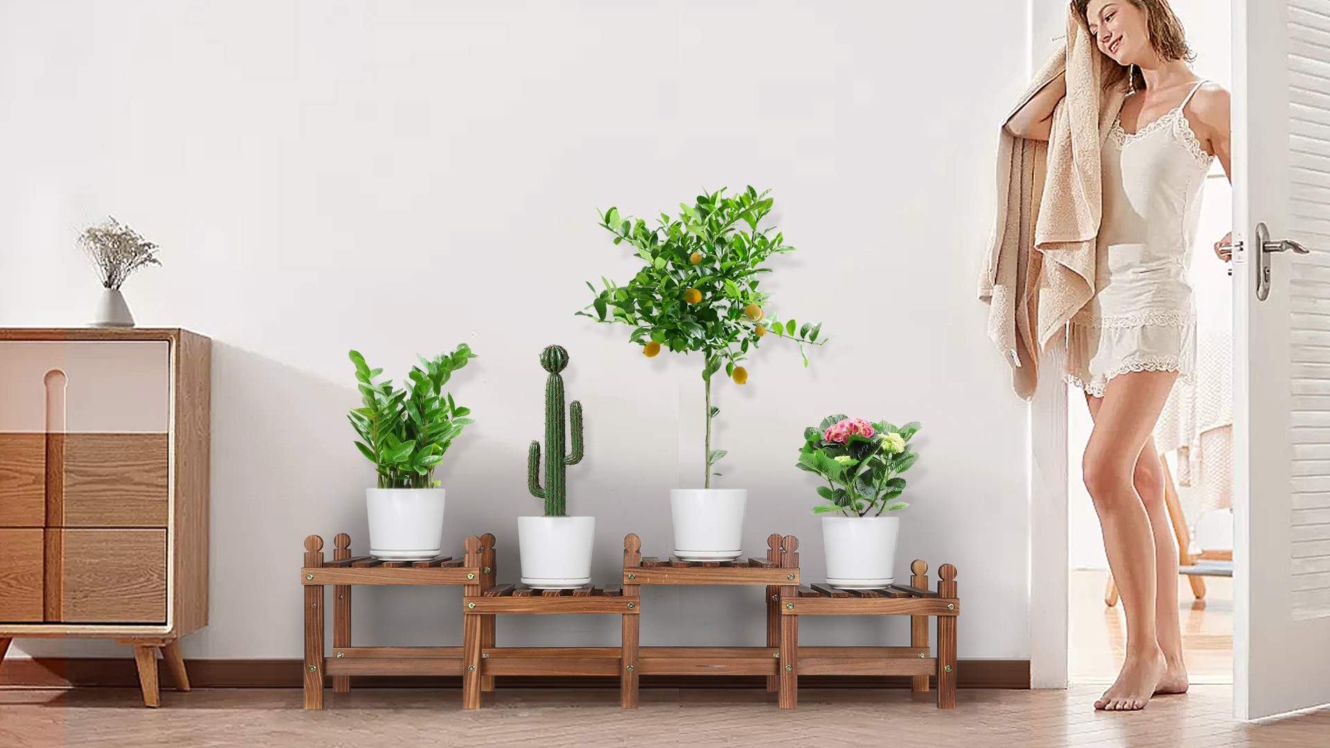 Amazon.com : Tovacu Wood Flower Stand Small Plant Stand Indoor