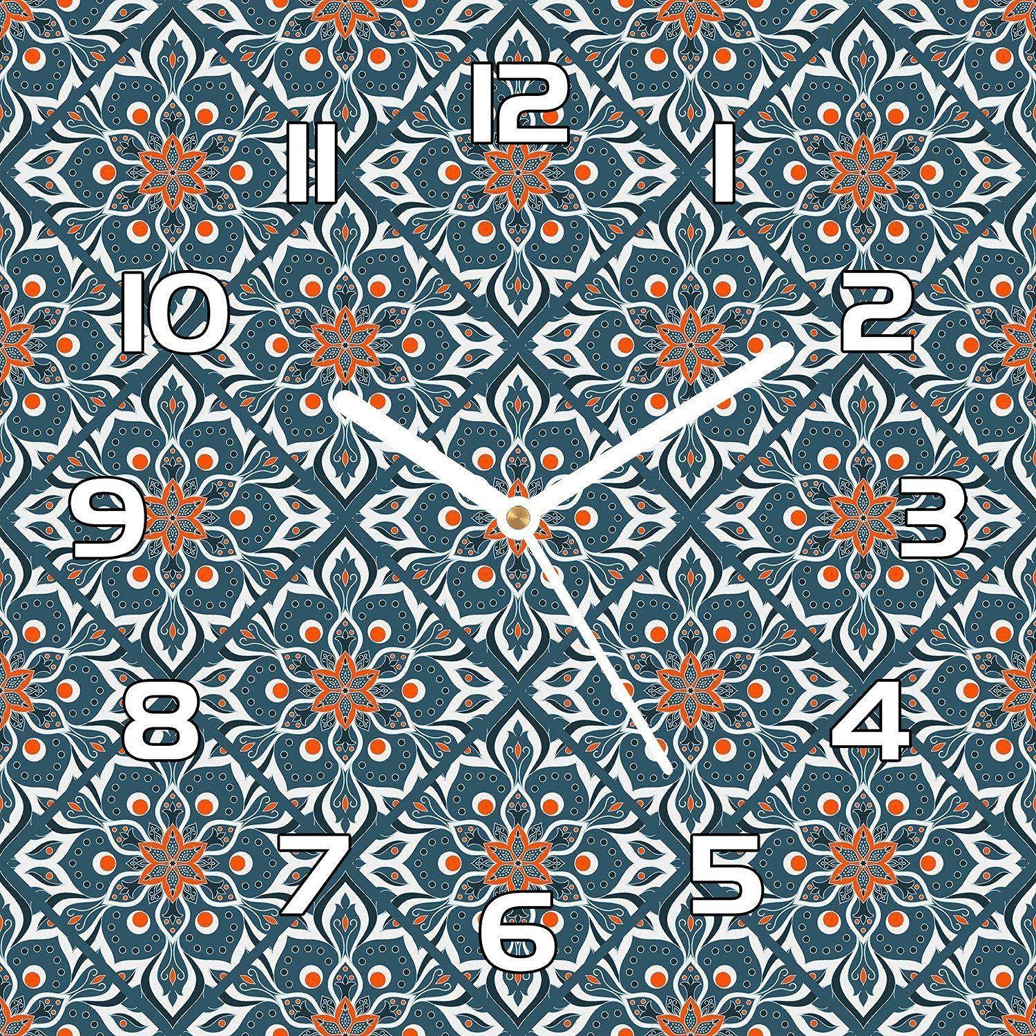 Horloge en verre 30x30 cm anti-rayures pour mur de cuisine et salon